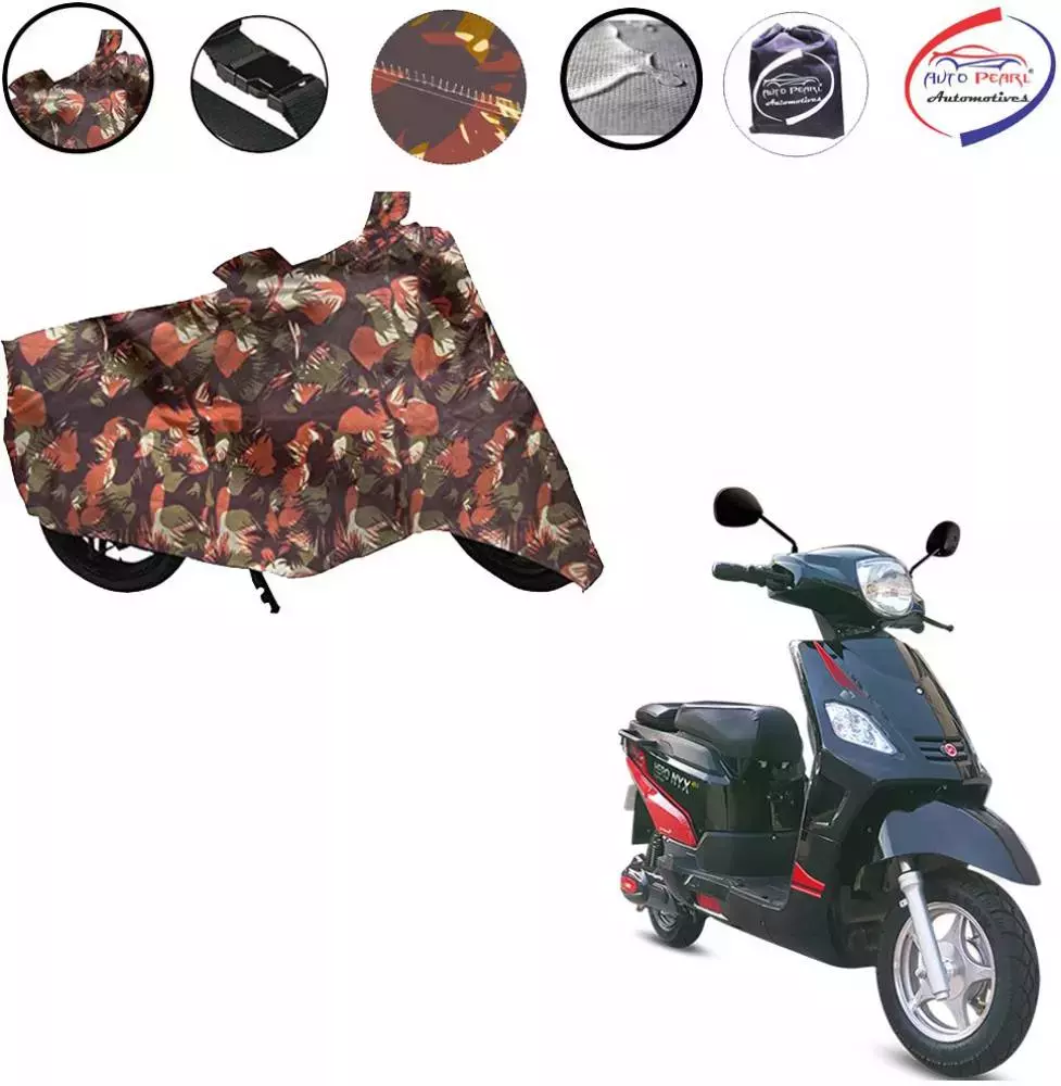 Auto Pearl Polyester Waterproof Two Wheeler Cover for Hero Electric NYX e5,(Jungle Print)