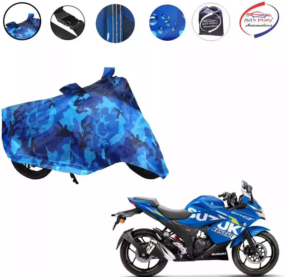 Auto Pearl Polyester Waterproof Two Wheeler Cover for Suzuki Gixxer,(Ocean Blue)