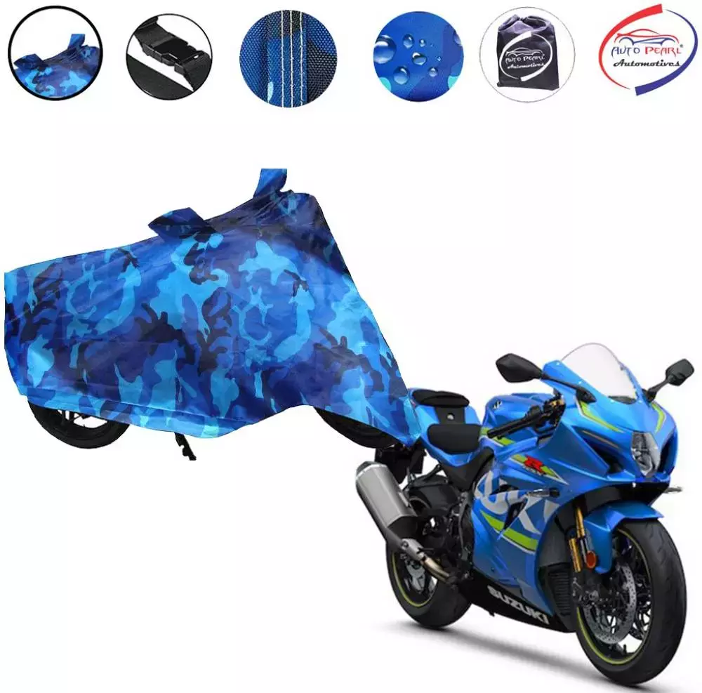 Auto Pearl Polyester Waterproof Two Wheeler Cover for Suzuki GSX R1000,(Ocean Blue)