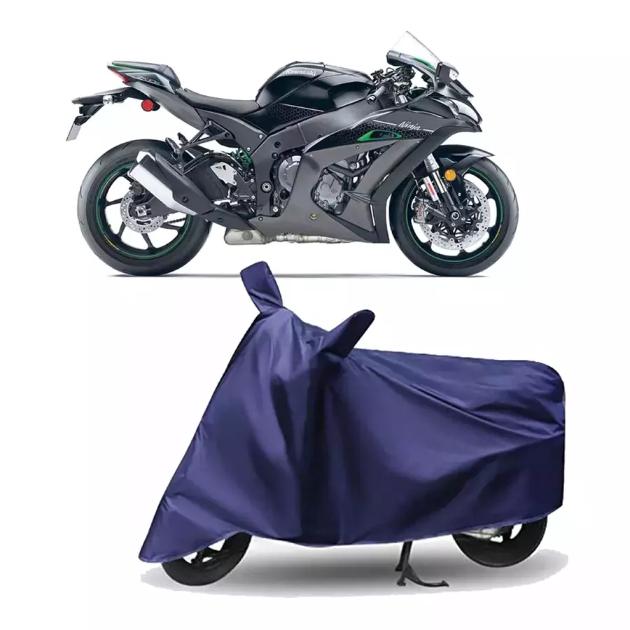 Auto Pearl Polyester Two Wheeler Cover for Kawasaki Ninja ZX-10R BS6,(Navy Blue)