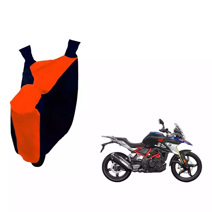 Auto Pearl Waterproof Two Wheeler Cover For BMW G 310 GS (Orange & Blue)-picture-19