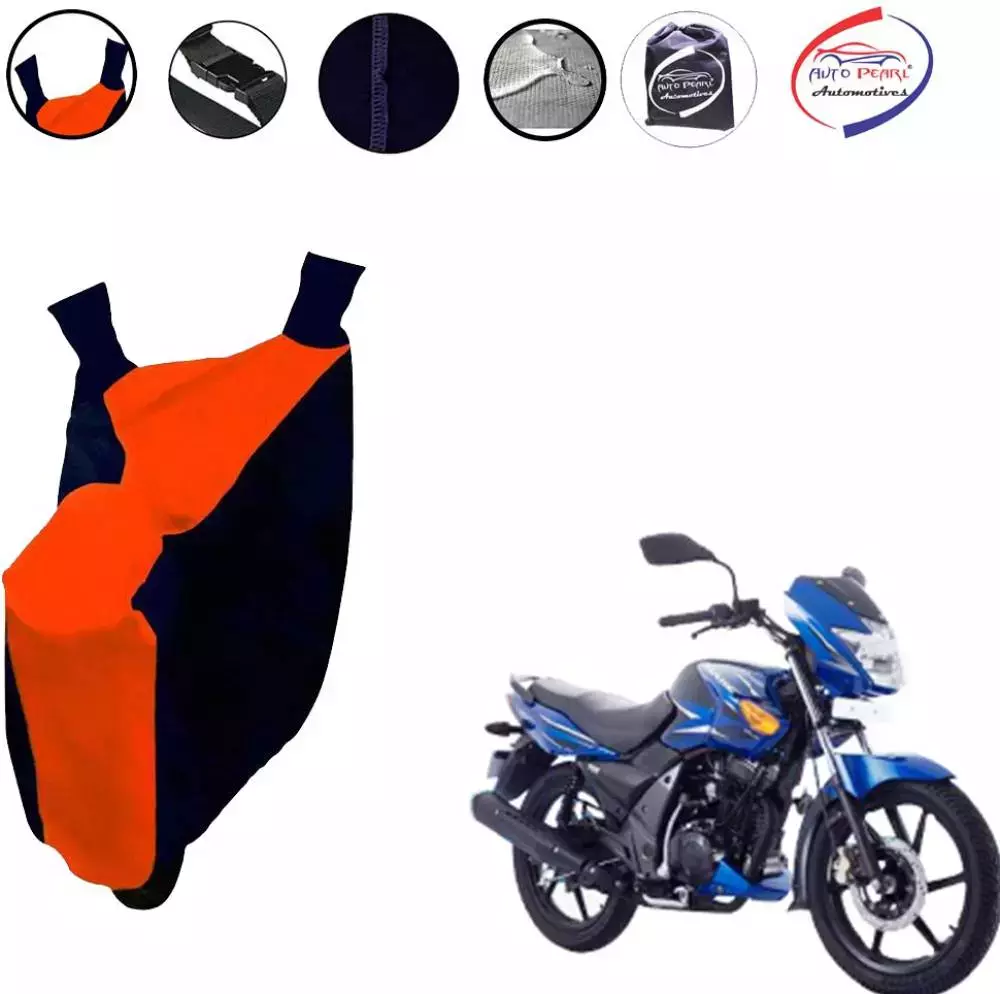 Auto Pearl Waterproof Two Wheeler Cover For TVS Flame SR125 (Orange & Blue)