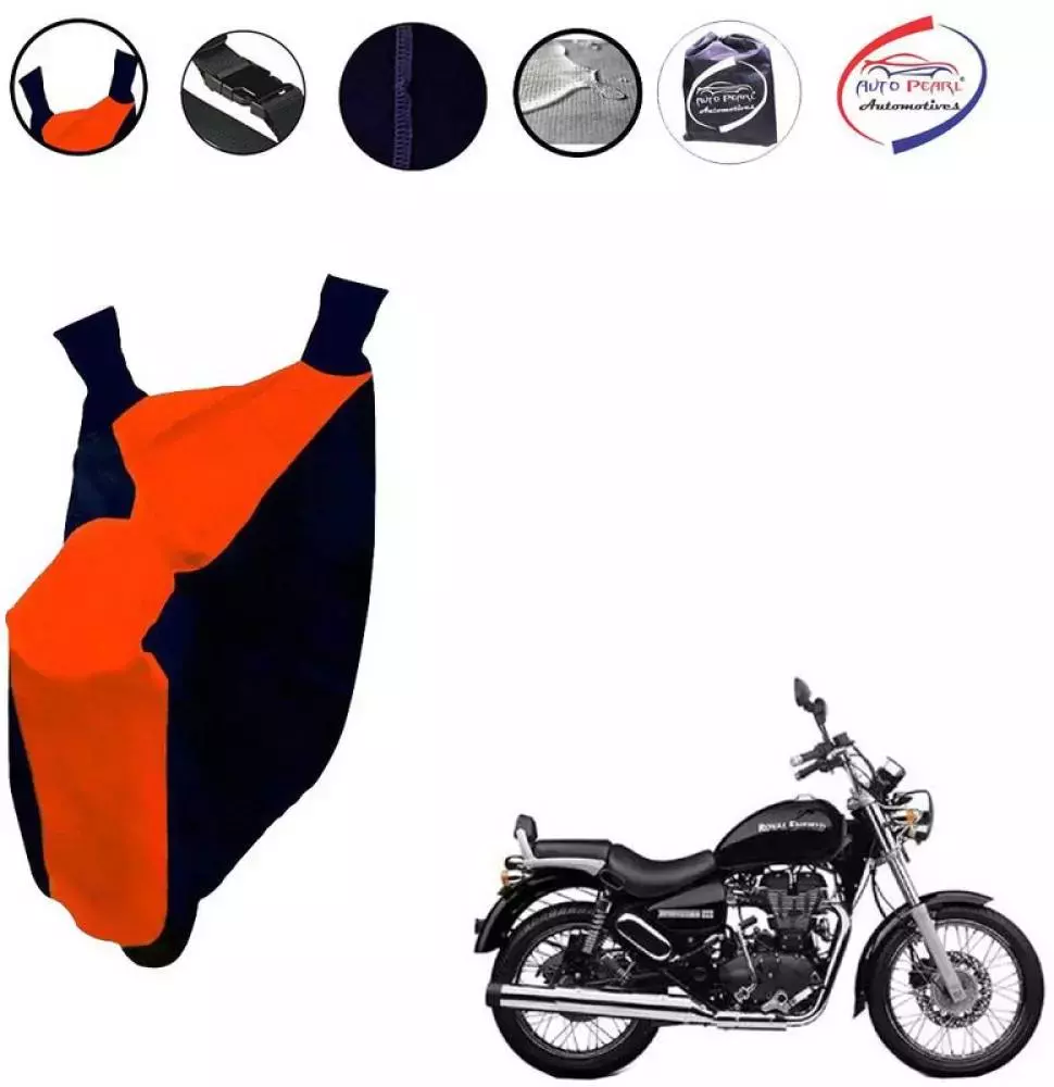 Auto Pearl Waterproof Two Wheeler Cover For Royal Enfield Thunderbird 500  (Orange Blue)