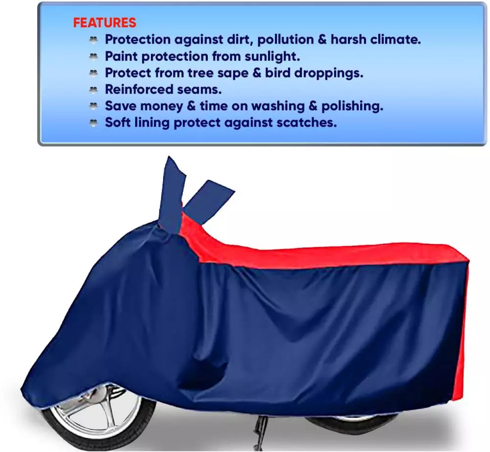 Auto Pearl Polyester Two Wheeler Cover for Kawasaki Ninja H2R (Red Blue)