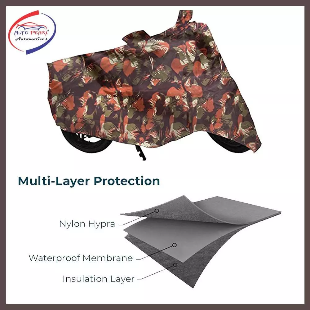 Auto Pearl Polyester Waterproof Two Wheeler Cover for Bajaj Discover 100 DTS-i,(Jungle Print)