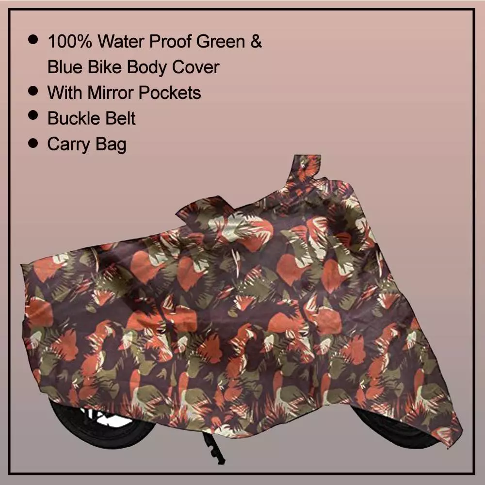 Auto Pearl Polyester Waterproof Two Wheeler Cover for Bajaj Discover 100 DTS-i,(Jungle Print)