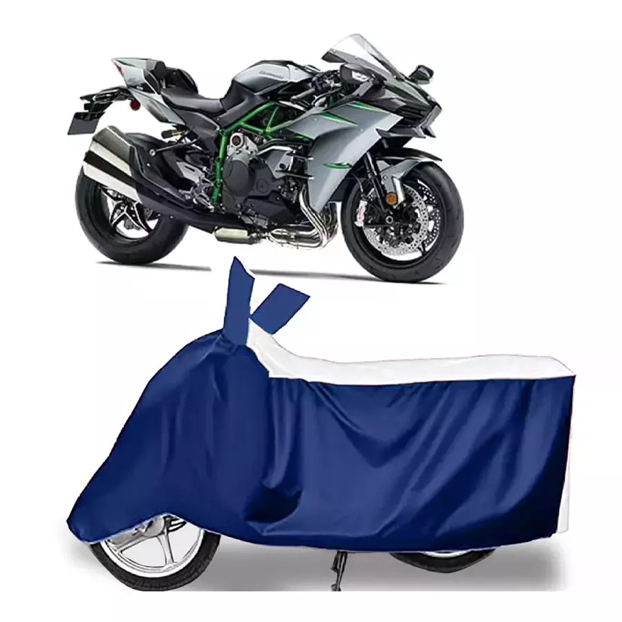 Auto Pearl Bike Cover for Kawasaki Ninja H2 (White & Blue)