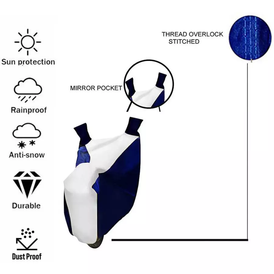 Auto Pearl Bike Cover for Bajaj Pulsar N160 (White & Blue)