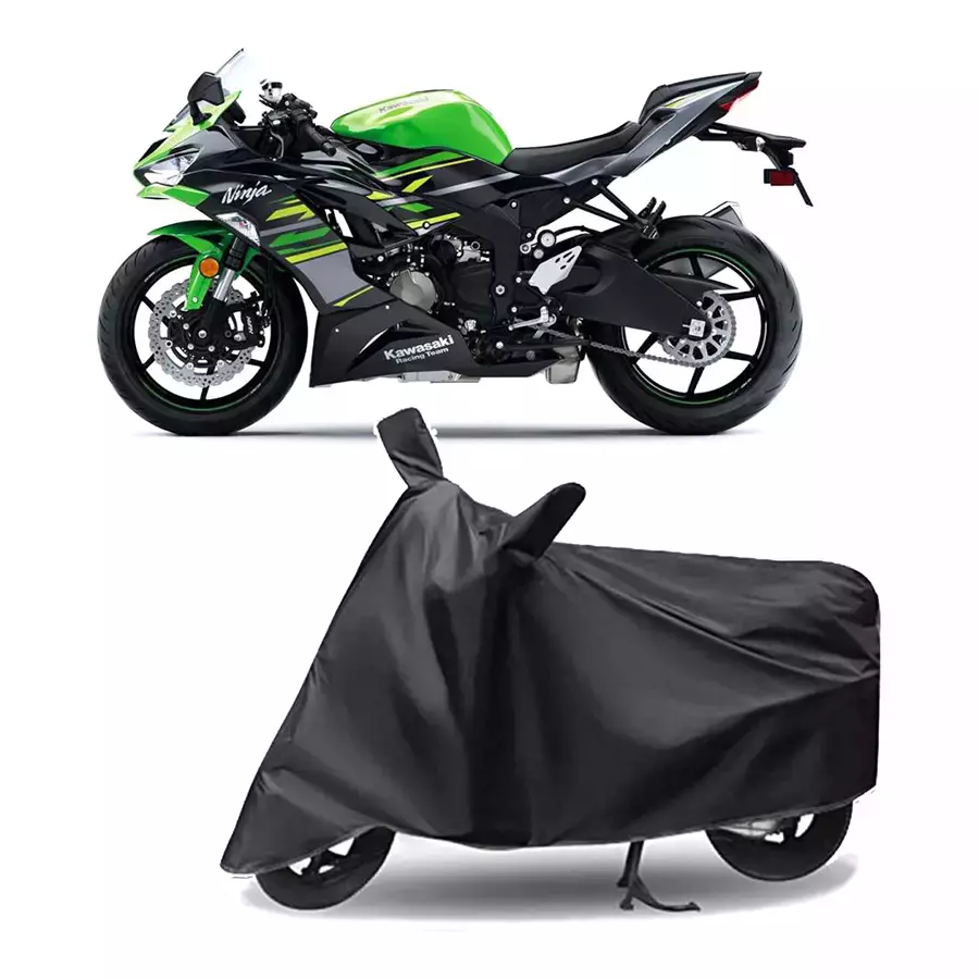 Auto Pearl Polyester Two Wheeler Cover for Kawasaki Ninja ZX-6R BS6 (Grey)
