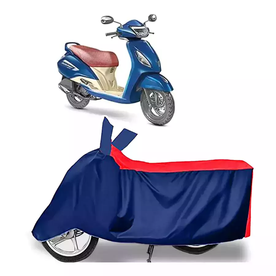 Auto Pearl Two Wheeler Cover with Bag for TVS Jupiter Grande, Red & Blue
