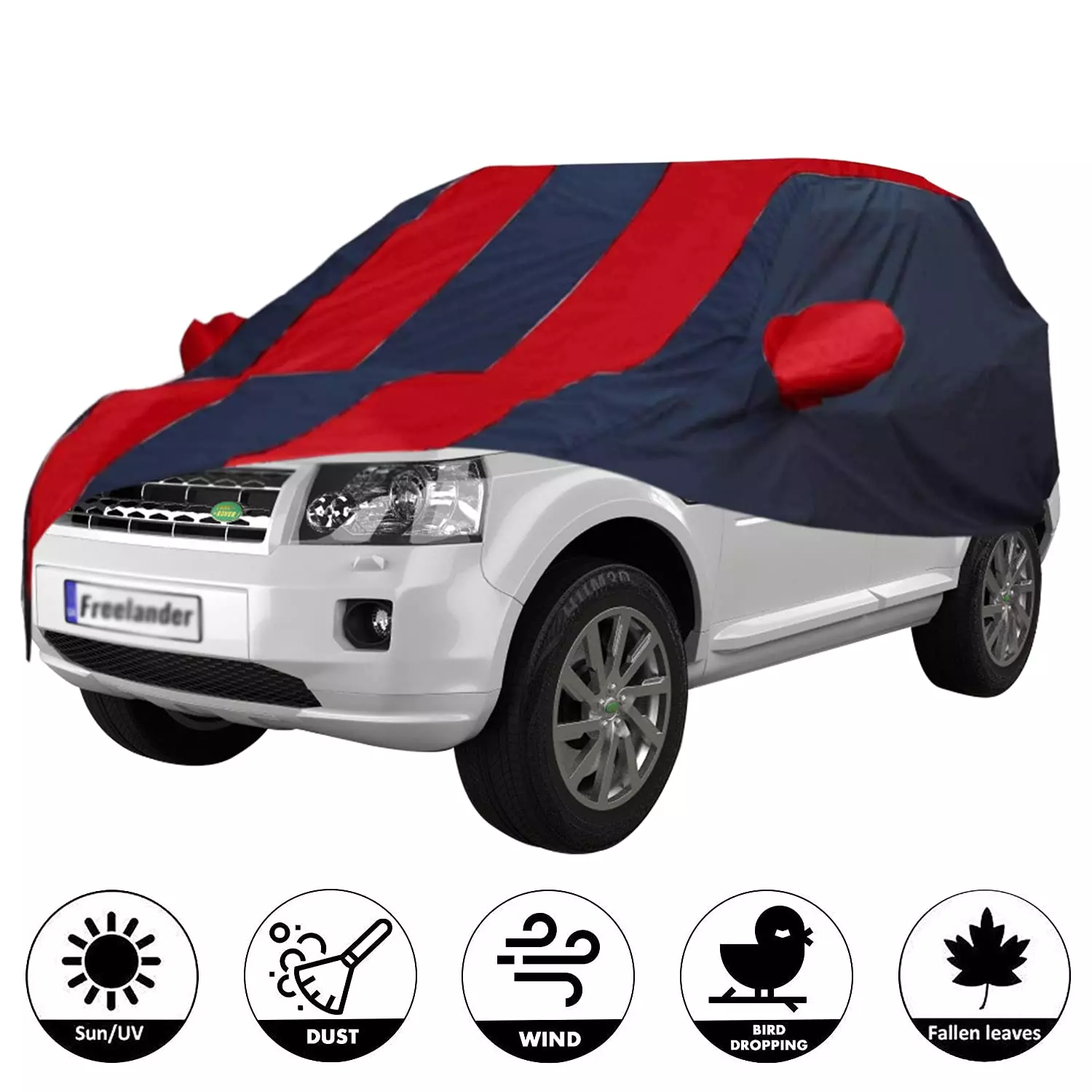 Buy Allextreme LLB5004 Car Body Cover Compatible with Land Rover Free Lander-2 Custom Fit Dustproof UV Heat Resistant Indoor Outdoor Body Protection (Navy Blue & Red with Mirror) from Industrybuying.com