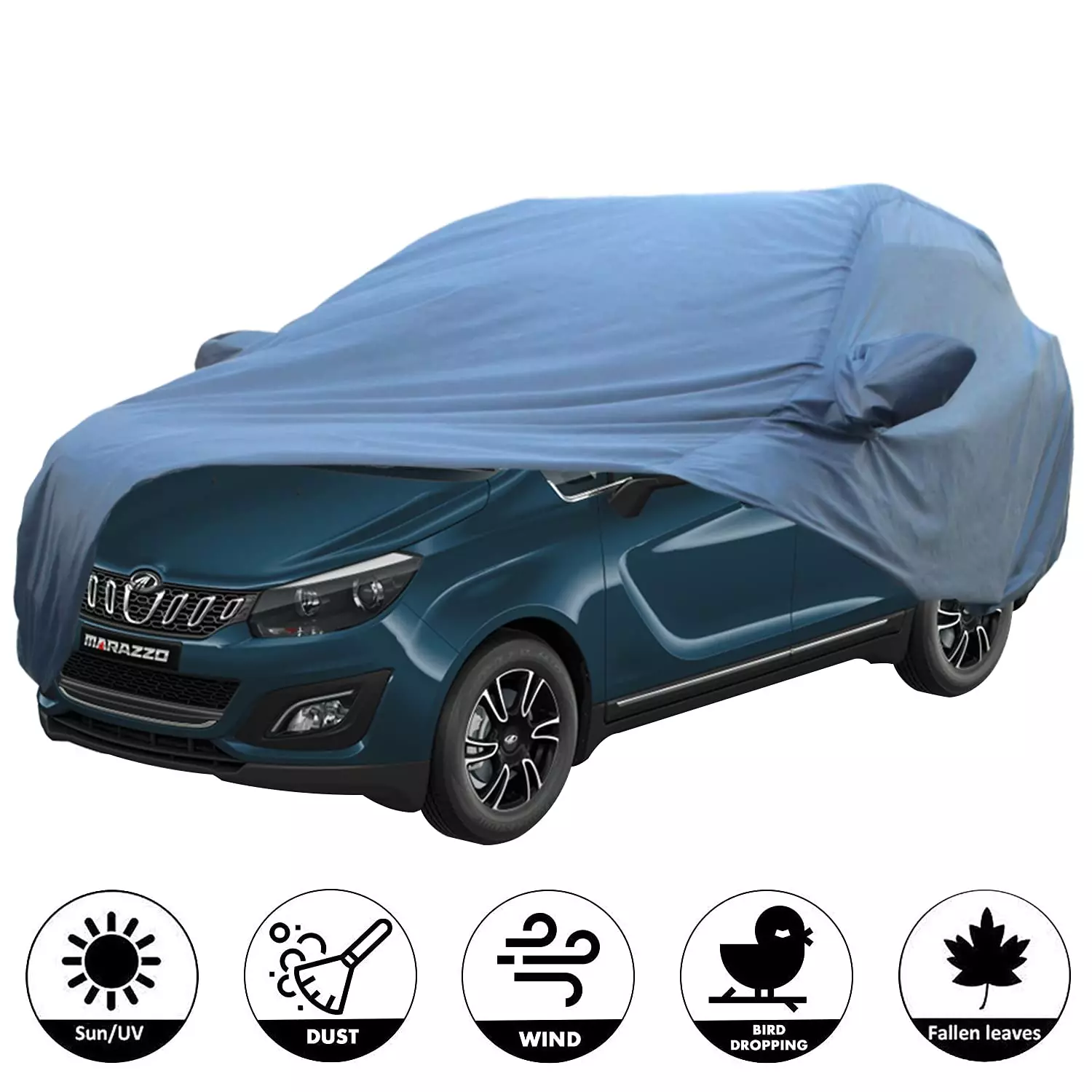 Buy Allextreme RMZ5001 Car Body Cover Compatible with Mahindra Marazzo Custom Fit Dustproof UV Heat Resistant Indoor Outdoor Body Protection (Blue with Mirror) from Industrybuying.com