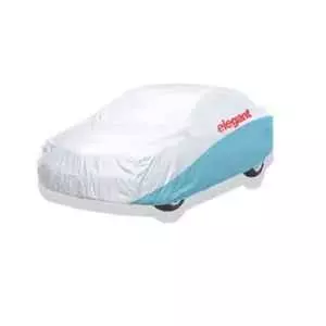 Elegant White & Blue Water Resistant Car Body Cover for Accent