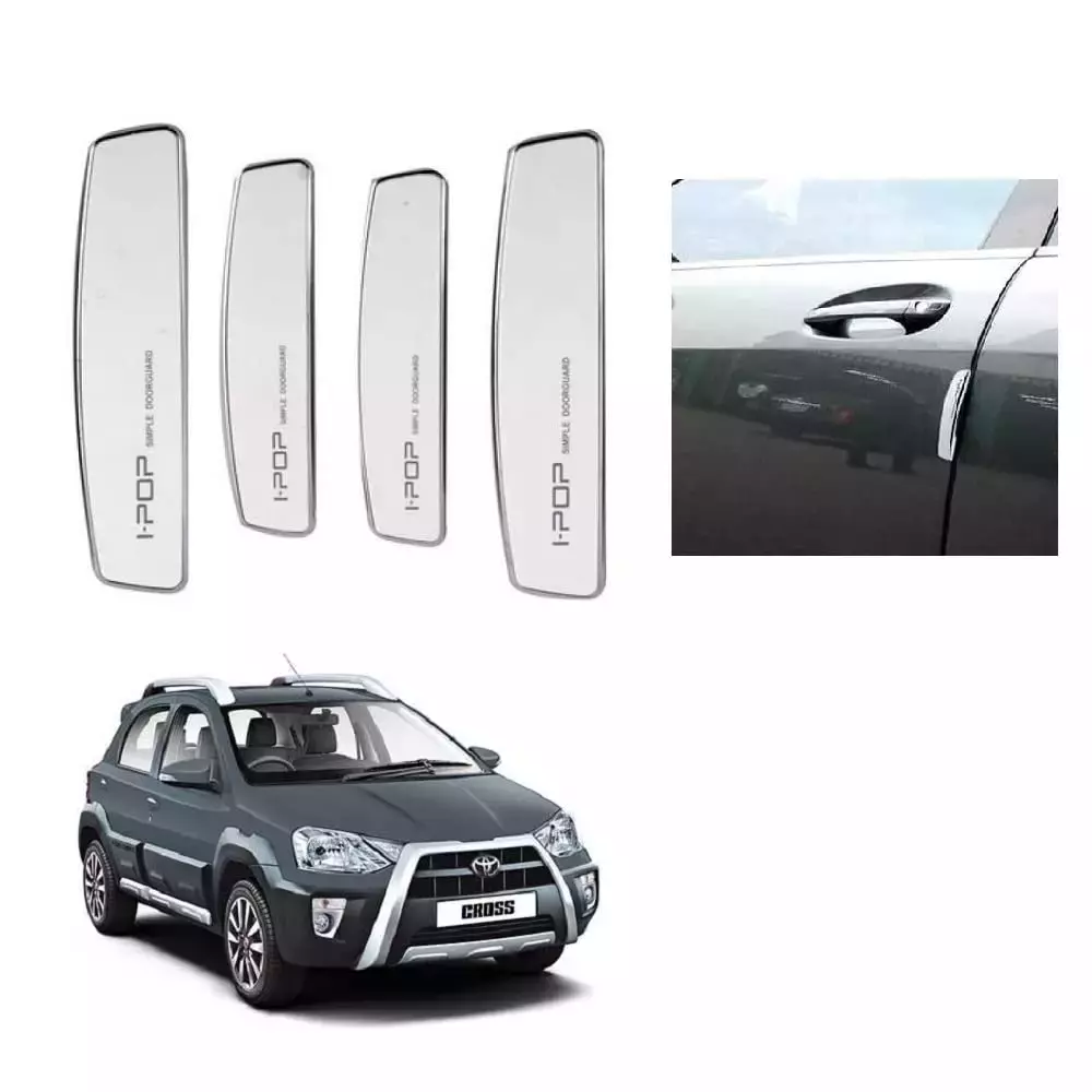 SPREADX Plastic Car Stylish I-Pop White Colour Elegant Door Guard Protection Universal Type Suitable for Toyota Etios Cross (Set of 4 Pcs)