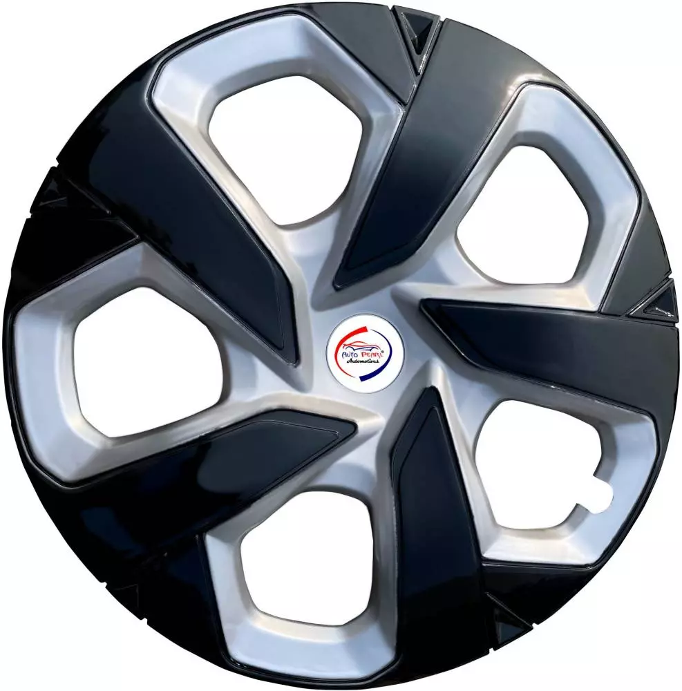 Auto Pearl AA08 15 in 381 mm(15 Inch) ch PPress Type Wheel Cap with Retention Ring|Glossy Silver-Black DC Wheel Cover for Honda City (Set of 4)