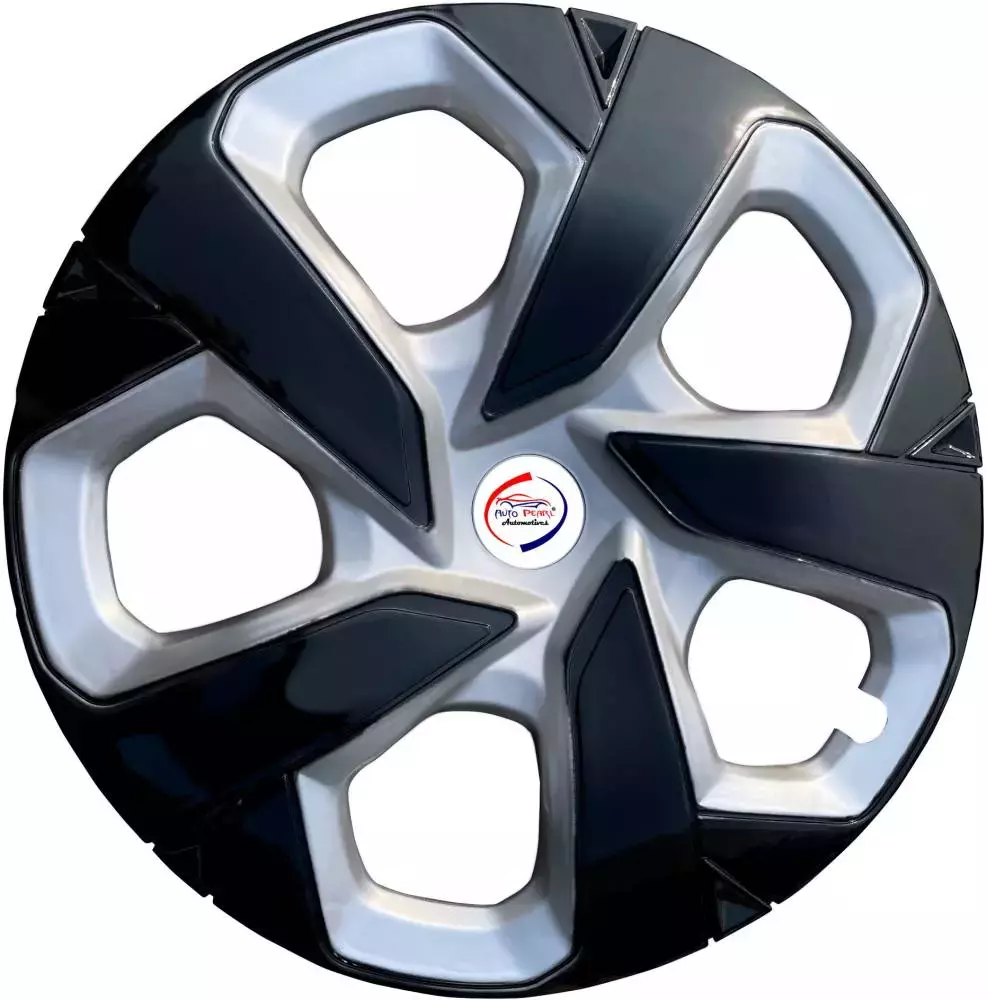 Auto Pearl AA08 15 in 381 mm(15 Inch) ch PPress Type Wheel Cap with Retention Ring|Glossy Silver-Black DC Wheel Cover for Honda City (Set of 4)