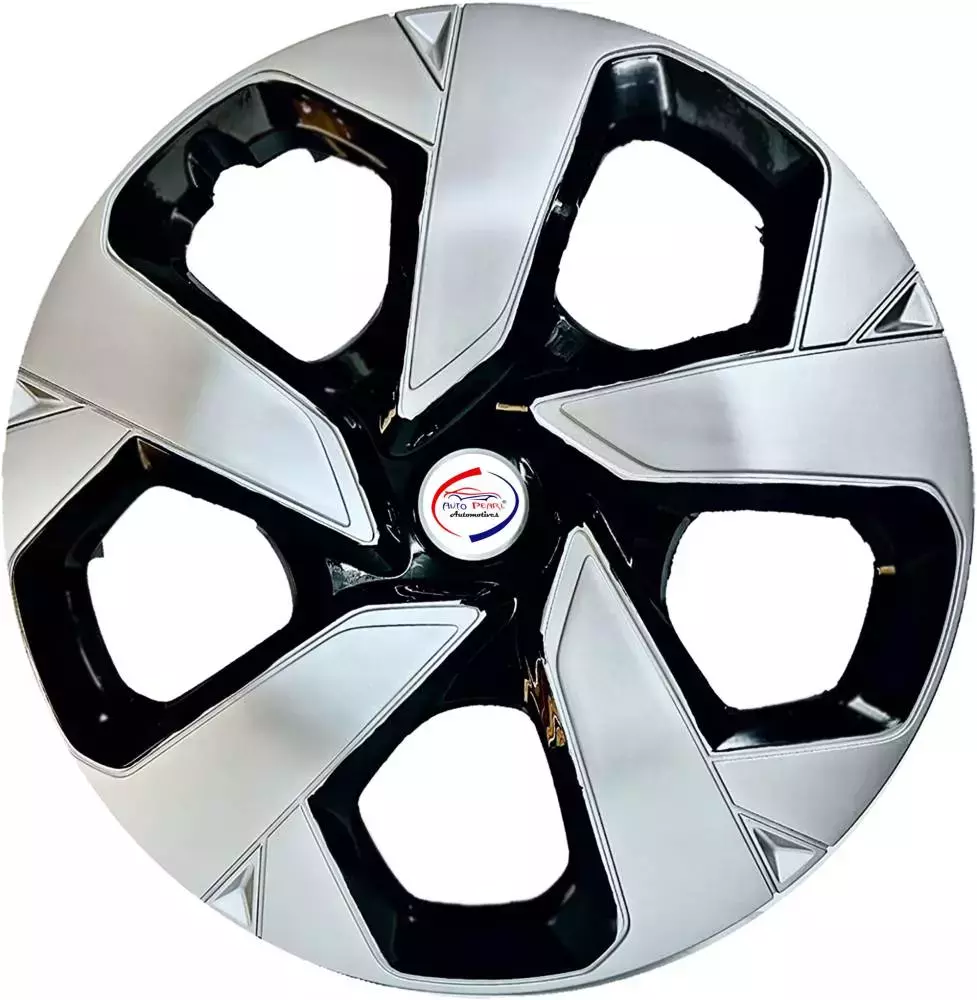 Auto Pearl BS01 R15  381 mm(15 Inch) Press Type Wheel Hubcap with Retention Ring Glossy Black Silver Wheel Cover for Maruti Ciaz Alpha Petrol (Set of 4)