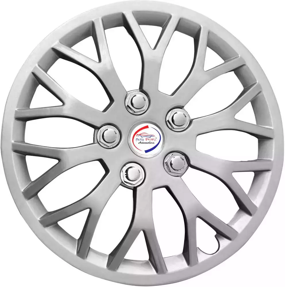 Auto Pearl ViS21 R14 35.56 cm (14 Inch) Press Type Wheel Hubcap with Retention Ring Glossy Silver Wheel Cover for ford Fiesta Classic (Set of 4)