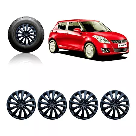 Auto Pearl Premium Quality Car Full Caps Black 35.56 cm (14 Inch) Press Type Fitting Wheel Cover For Maruti Swift (Pack of 4 Pcs)
