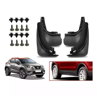 Auto Pearl Front and Rear Mud Guard For Nissan Kicks (Black) Set of 4 Pcs