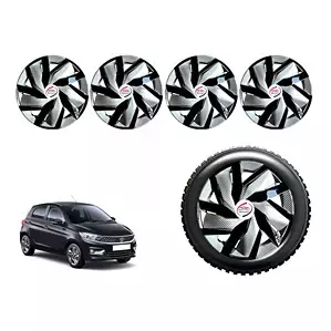 Auto Pearl EgSLBK20 R13 Press Type Wheel Hubcap with Retention Ring 33.02 cm (13 Inch) for Tata Tiago 1.2 Revotron XB (Pack of 4 Pcs)