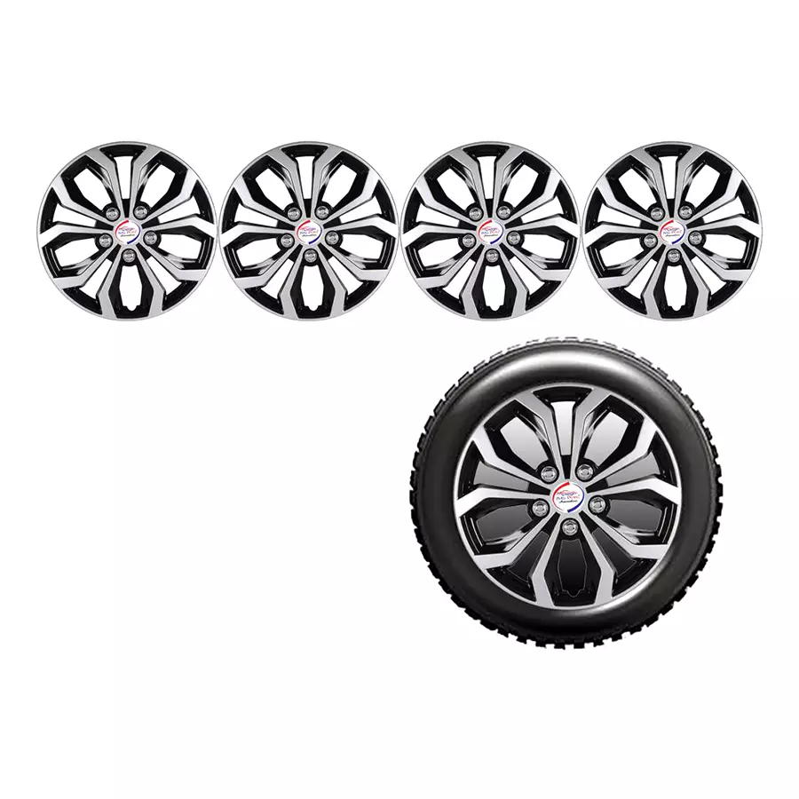 Auto Pearl pDC09_R Press Type Car Wheel Cover with Retention Ring 304.8 mm (12 Inch) Glossy Black, Brown for Maruti Zen (Set of 4)