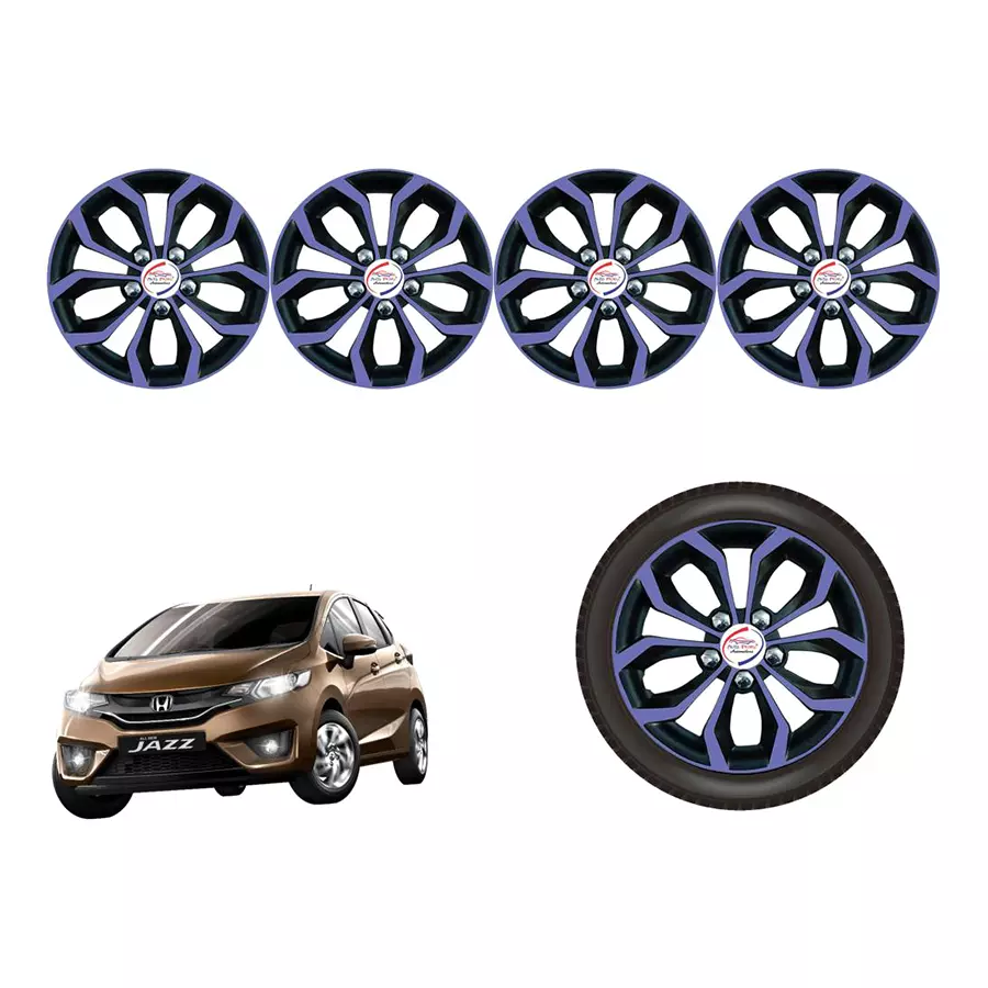Auto Pearl Vio31_R Press Type Car Wheel Cover with Retention Ring 381 mm(15 Inch) Glossy Purple, Black for Honda Jazz 1.2 S i VTEC (Set of 4)