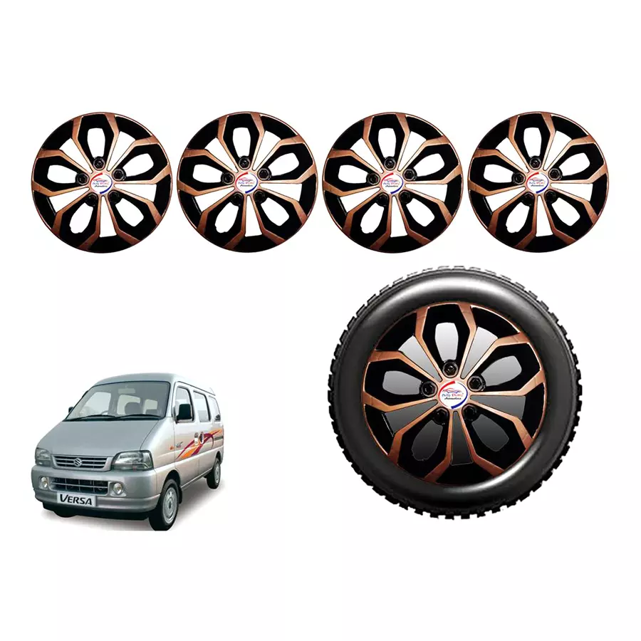 Auto Pearl CoDC23_R Press Type Car Wheel Cover with Retention Ring 33.02 cm (13 Inch) Glossy Brown, Black for Maruti Versa (Set of 4)