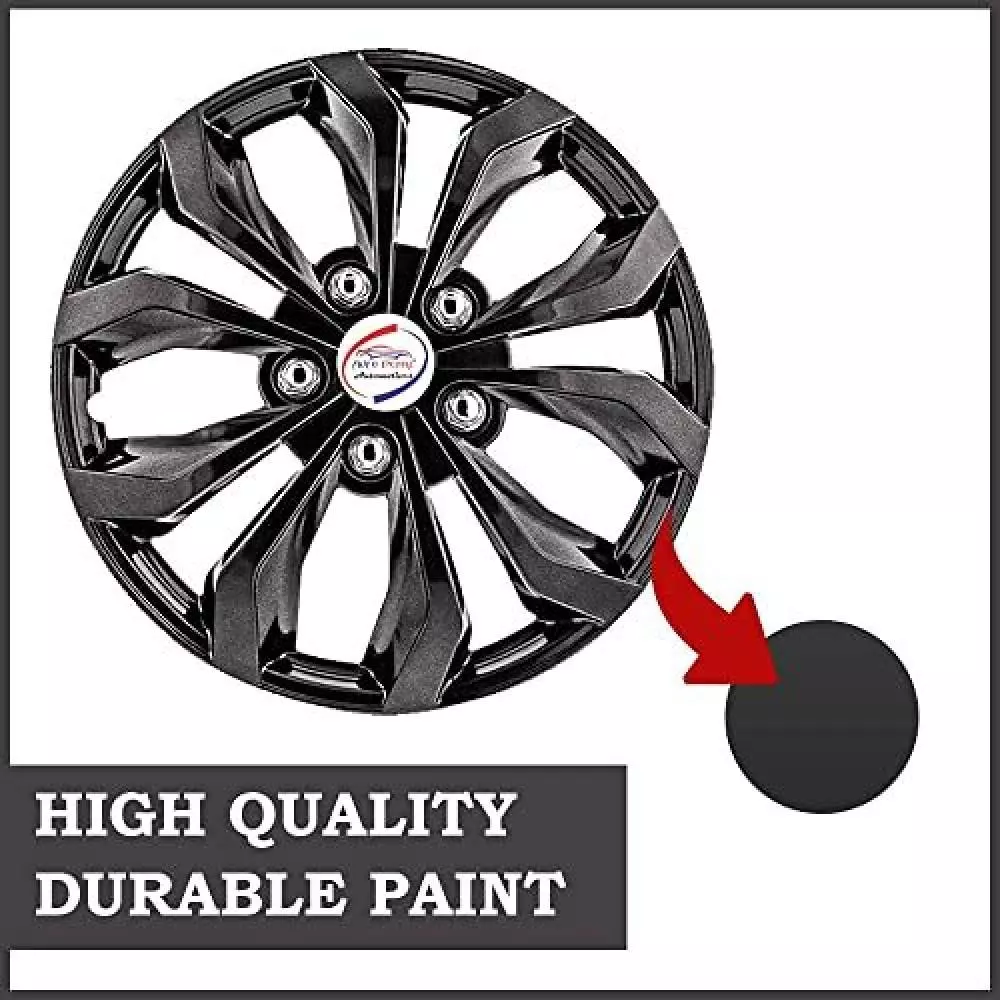 Auto Pearl Blk17 R13 cm (13 Inch) Press Type Wheel Hubcap with  Retention Ring Glossy Black Wheel Cover for Tata Indica (Set of 4)