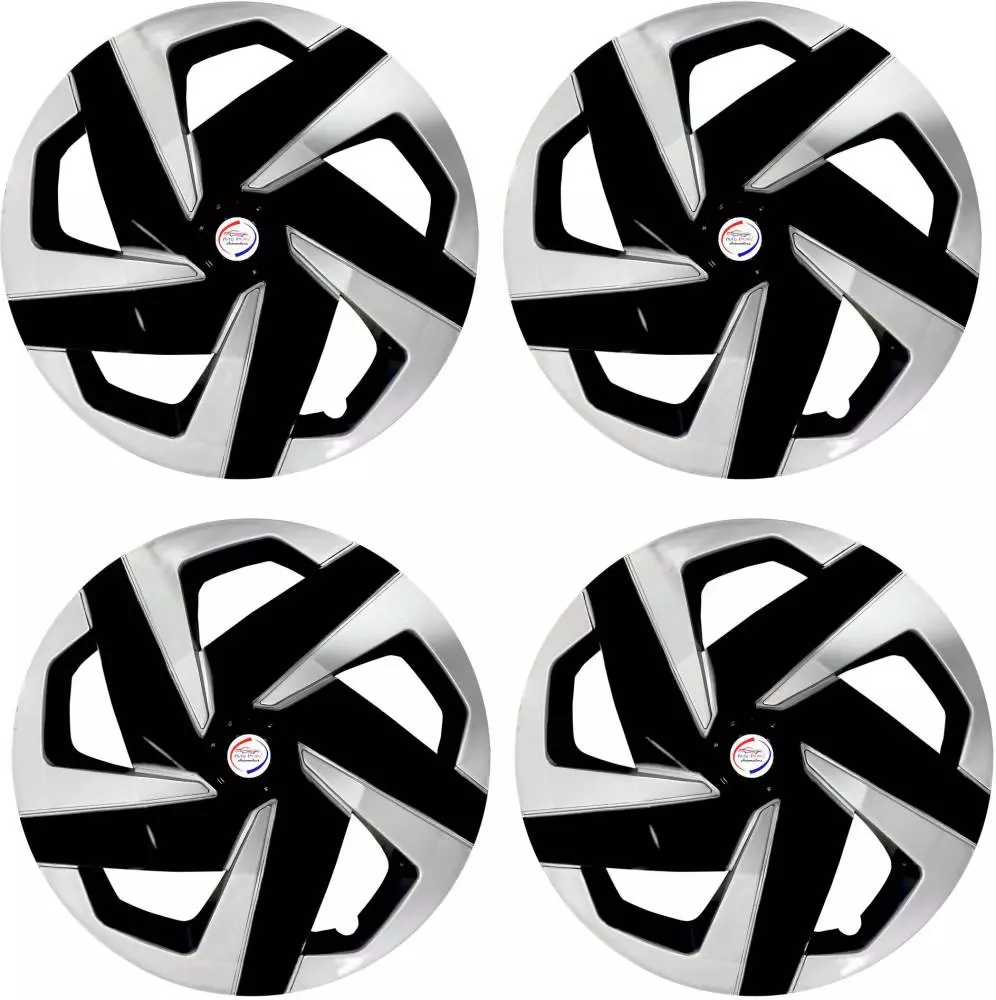 Auto Pearl MBS04 R15  381 mm(15 Inch) Press Type Wheel Hubcap with Retention Ring Glossy Black Silver Wheel Cover for Maruti Vitara Brezza ZXI Plus AT Petrol16 cm (Set of 4)