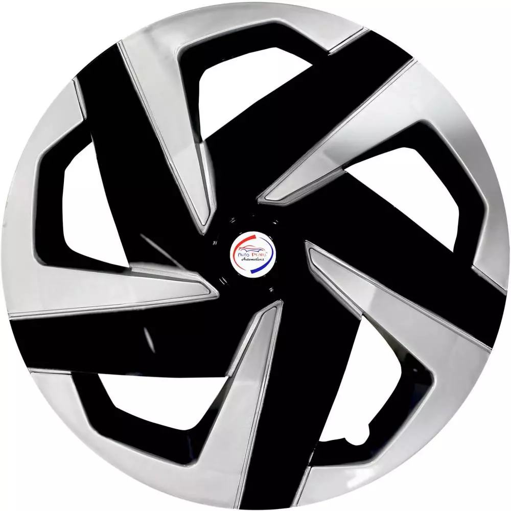 Auto Pearl MBS05 R15  381 mm(15 Inch) Press Type Wheel Hubcap with Retention Ring Glossy Black Silver Wheel Cover for Maruti Vitara Brezza LXI Petrol16 cm (Set of 4)