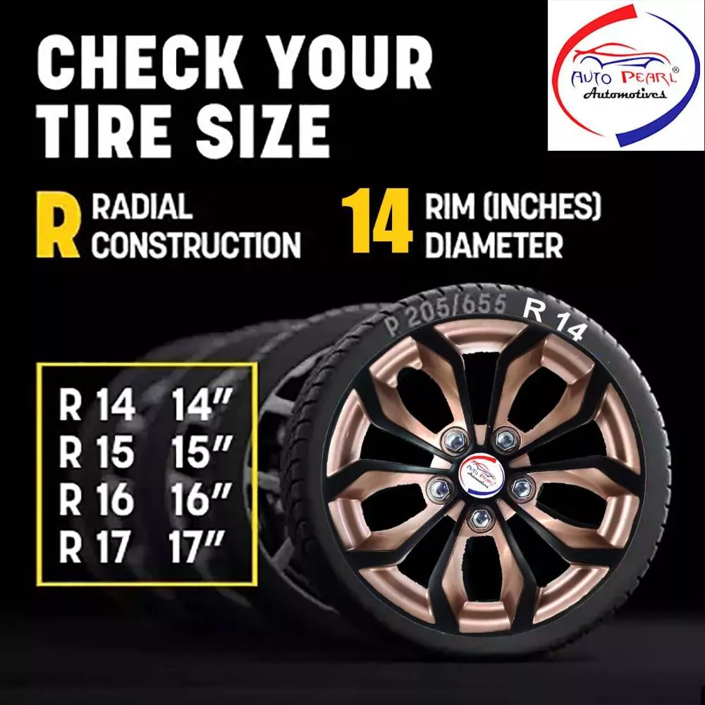 Auto Pearl Rev01 14 in 35.56 cm (14 Inch) ch PPress Type Wheel Cap Hubcap with Retention Ring|Glossy Gold Rev Wheel Cover for Honda Amaze (Set of 4)