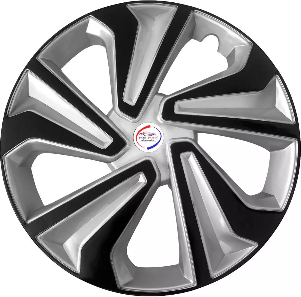 Auto Pearl TiSB51 R14 35.56 cm (14 Inch) PPress Type Wheel Hubcap with Retention Ring Glossy Silver Black Wheel Cover for Tata Tiago (Set of 4)