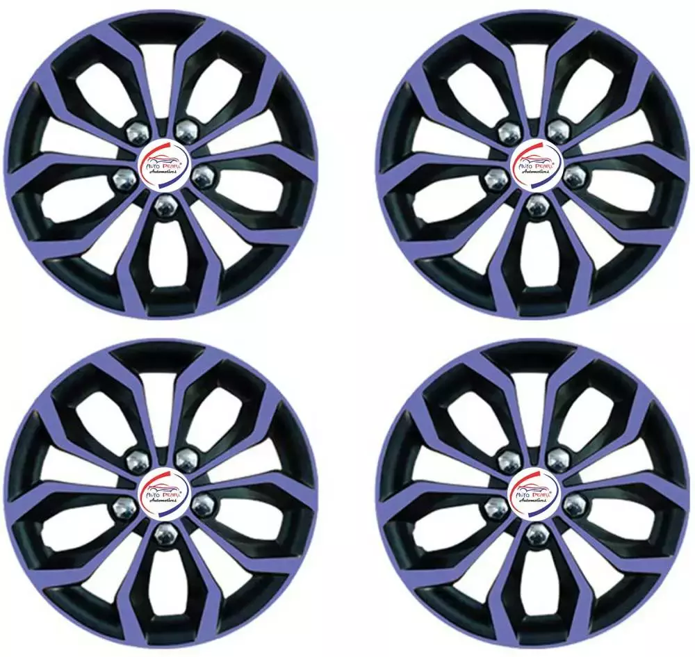 Auto Pearl Vio23 R15  381 mm(15 Inch) Press Type Wheel Hubcap with Retention Ring Glossy Violet Black Wheel Cover for Maruti Gypsy King (Set of 4)