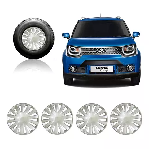 Auto Pearl Premium Quality Car Full Caps Silver 381 mm(15 Inch) Press Type Fitting Wheel Cover For Maruti IS (Pack of 4 Pcs)