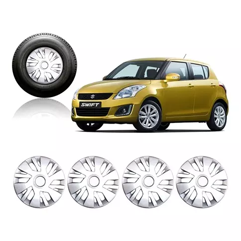 Auto Pearl Premium Quality Car Full Caps Silver 35.56 cm (14 Inch) Wheel Cover For Maruti Swift (Pack of 4 Pcs)