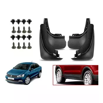 Auto Pearl Front and Rear Mud Guard For Volkswagen Vento 1.5 TDI Comfortline (Black) Set of 4 Pcs