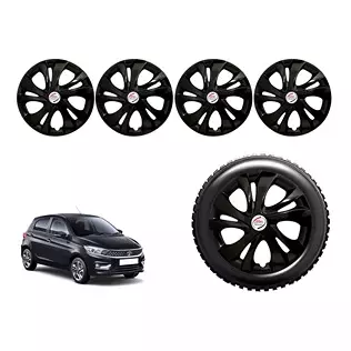 Auto Pearl T5Blk50 R14 Press Type Wheel Hubcap with Retention Ring 355.6 mm(14 Inch) for Tata Tiago 1.2 Revotron XZ (Pack of 4 Pcs)