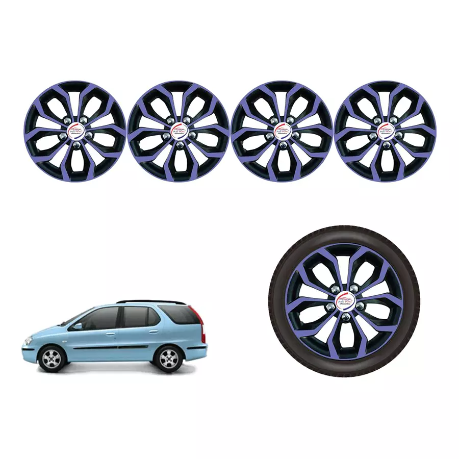 Auto Pearl VioDC28_R Press Type Car Wheel Cover with Retention Ring 35.56 cm (14 Inch) Glossy Purple, Black for Tata Indigo Marina (Set of 4)