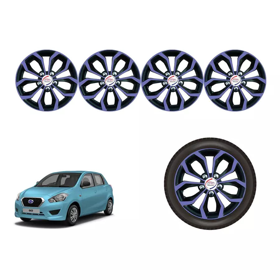 Auto Pearl Vio08_R Press Type Car Wheel Cover with Retention Ring 33.02 cm (13 Inch) Glossy Purple, Black for Datsun GO T CVT Petrol (Set of 4)