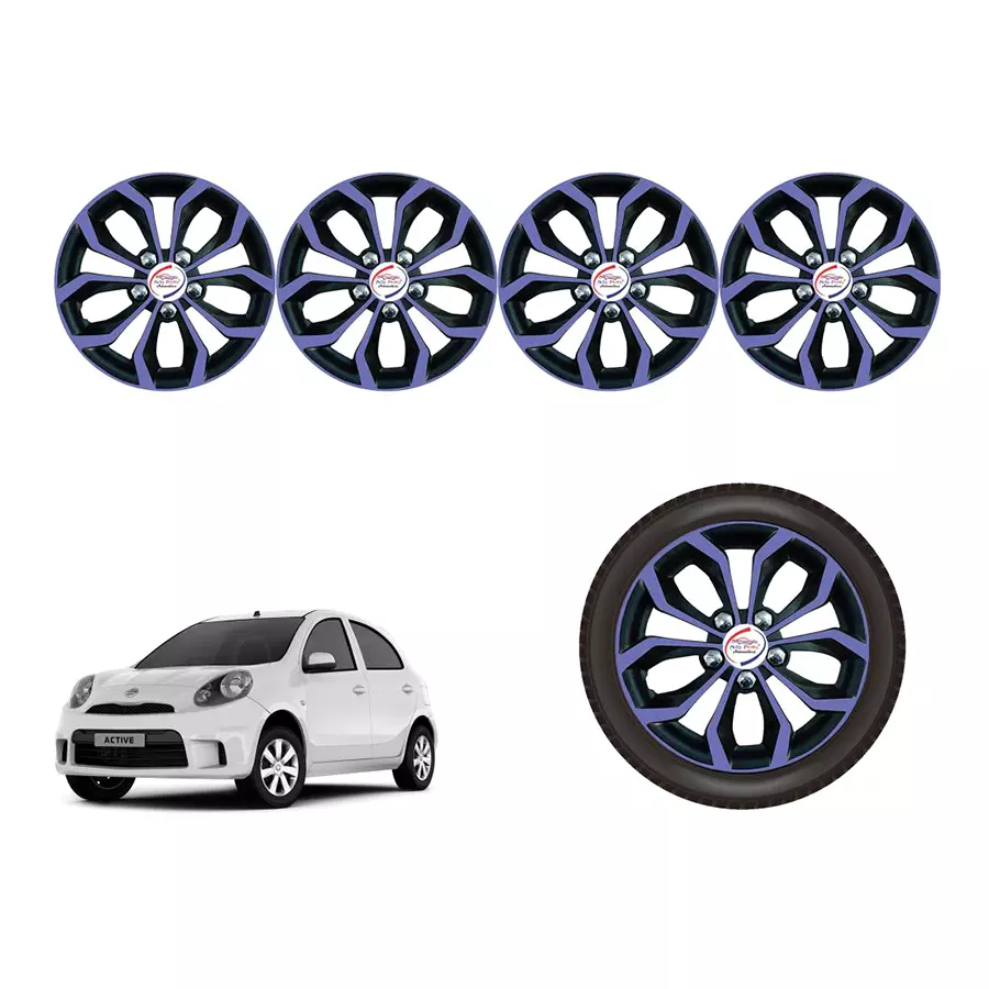 Auto Pearl Vio18_R Press Type Car Wheel Cover with Retention Ring 33.02 cm (13 Inch) Glossy Purple, Black for Nissan Micra XL CVT (Set of 4)
