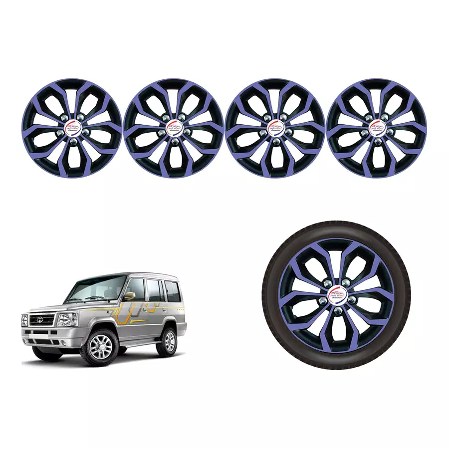 Auto Pearl Vio43_R Press Type Car Wheel Cover with Retention Ring 381 mm(15 Inch) Glossy Purple, Black for Tata Sumo (Set of 4)