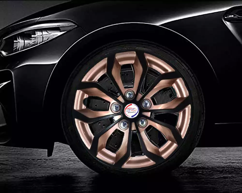 Auto Pearl CoRv10 R12 304.8 mm (12 Inch) PPress Type Wheel Hubcap with Retention Ring Glossy Copper Reverse Wheel Cover for Universal for Car Universal for Car (Set of 4)