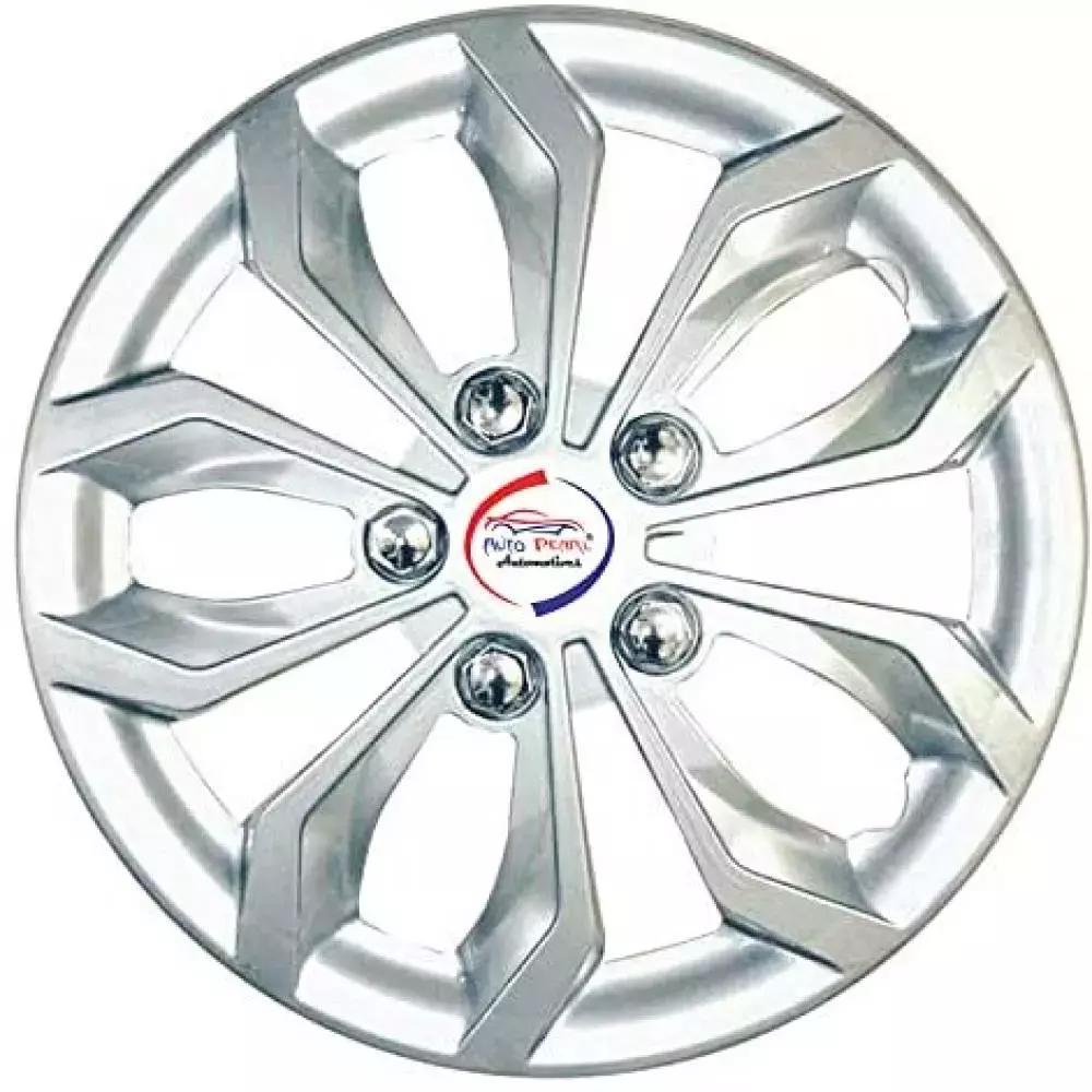Auto Pearl Sil04 R14 35.56 cm (14 Inch) Press Type Wheel Hubcap with Retention Ring Glossy Full Silver Wheel Cover for Honda Amaze (Set of 4)