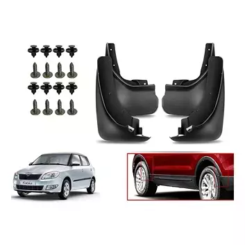 Auto Pearl Front and Rear Mud Guard For Skoda Fabia (Black) Set of 4 Pcs