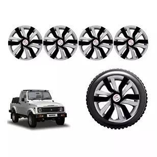 Auto Pearl idRev23 R15 Press Type Wheel Hubcap with Retention Ring 381 mm(15 Inch) for Maruti Suzuki Gypsy King (Pack of 4 Pcs)