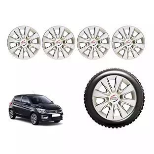 Auto Pearl FiSLV50 R14 Press Type Wheel Hubcap with Retention Ring 355.6 mm(14 Inch) for Tata Tiago 1.2 Revotron XZ (Pack of 4 Pcs)