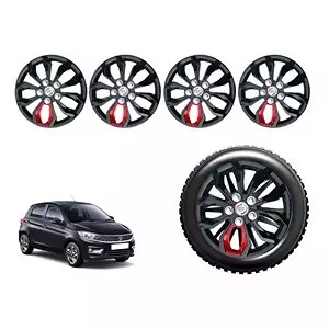 Auto Pearl Blk20 R13 Press Type Wheel Hubcap with Retention Ring 33.02 cm (13 Inch) for Tata Tiago 1.2 Revotron XB (Pack of 4 Pcs)