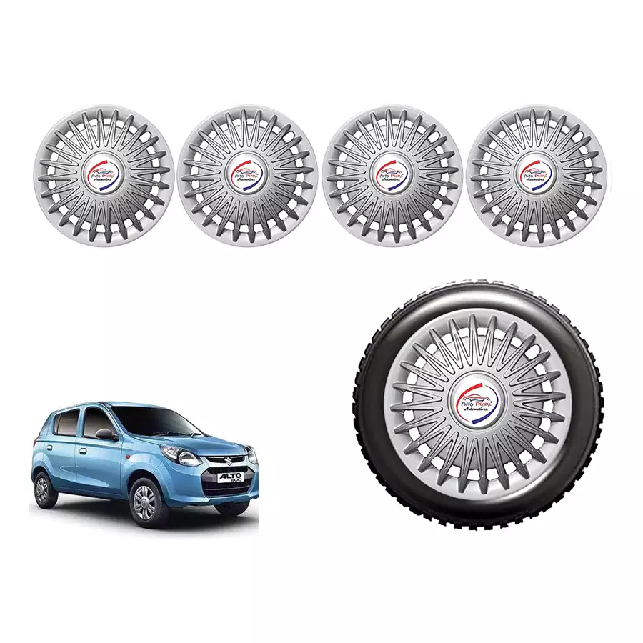 Auto Pearl rBK03_R Press Type Car Wheel Cover with Retention Ring 304.8 mm (12 Inch) Glossy Black for Maruti Alto 800 STD (Set of 4)