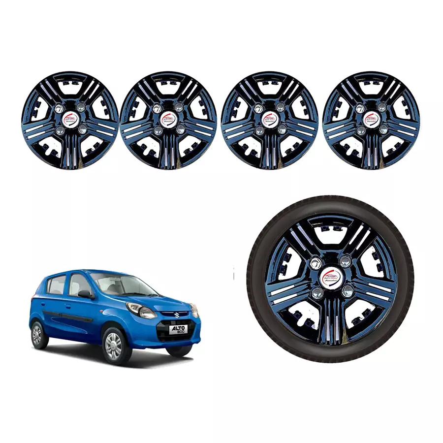 Auto Pearl slv01_R Press Type Car Wheel Cover with Retention Ring 304.8 mm (12 Inch) Glossy Black for Maruti Alto 800 (Set of 4)